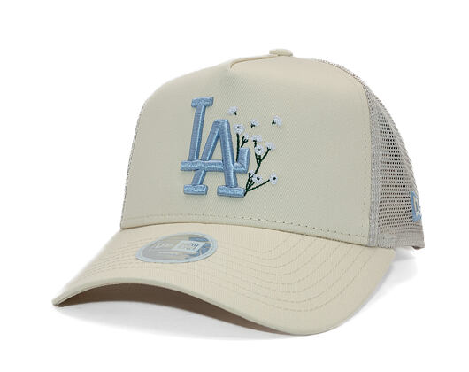 Dámská Kšiltovka New Era - MLB Floral 9FORTY A-Frame Trucker - LA Dodgers - Cream / Sky Blue