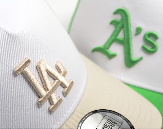 Kšiltovka New Era - MLB Essential 9FORTY A-Frame Trucker - LA Dodgers - Stone / White