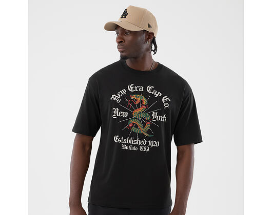 Triko New Era - Branded Oversized Graphic Tee - Black
