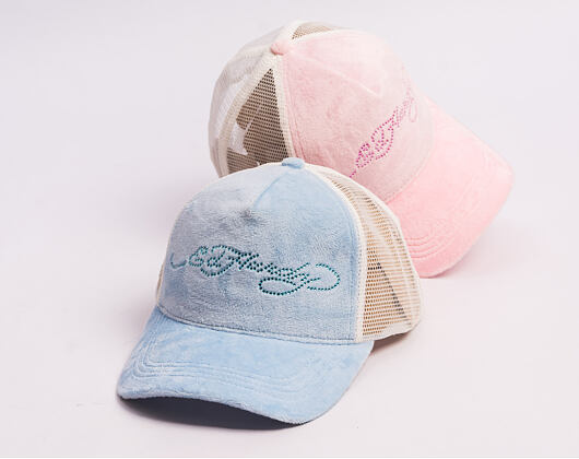 Kšiltovka Ed Hardy - Diamante Velour 5 Panel Trucker Cap - Sky Blue