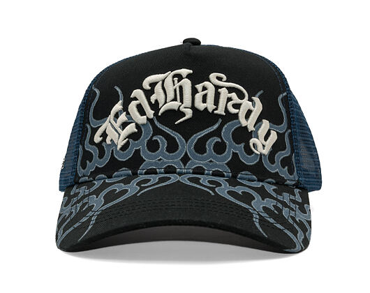 Kšiltovka Ed Hardy - Flaming 5 Panel Trucker Cap - Flame Print - Black