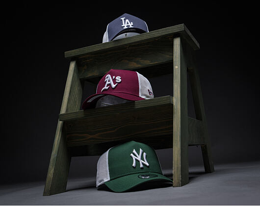Kšiltovka New Era - MLB Essential 9FORTY A-Frame Trucker - Oakland Athletics - Burgundy