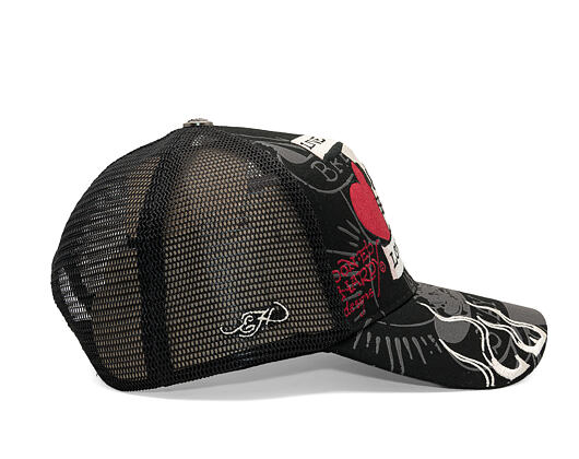 Kšiltovka Ed Hardy - Unisex Live Fast Love Hard 5 Panel Trucker Cap - Black