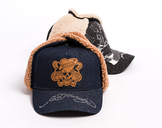 Kšiltovka Ed Hardy - Unisex Love Kills Slowly Denim 5 Panel Trapper Cap - Indigo