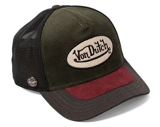 Kšiltovka Von Dutch - Corduroy Oval Patch Baseball - Olive / Burgundy