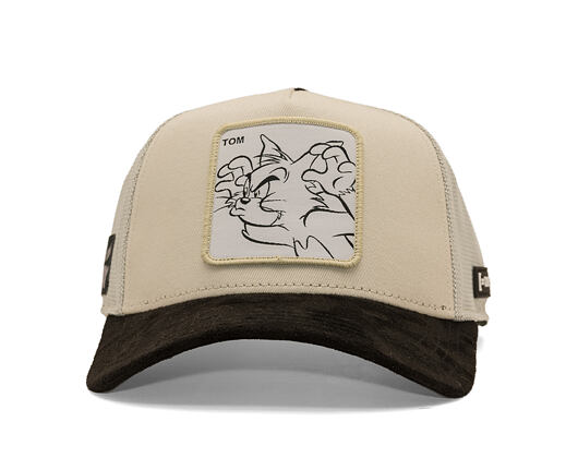Kšiltovka Capslab - Tom & Jerry Trucker - Tom Line Art Suede Visor - Off White / Black