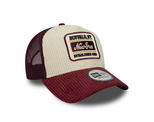Kšiltovka New Era - Branded Cord Visor 9FORTY A-Frame Trucker - Maroon / Stone