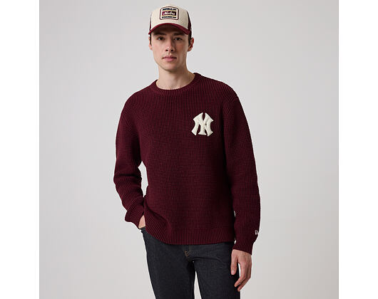 Mikina New Era - MLB Waffle Knit Crew - NY Yankees - Maroon