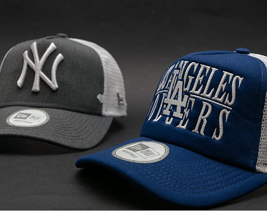 Kšiltovka New Era Trucker Word Stack Los Angeles Dodgers Dark Royal/Gray Snapback