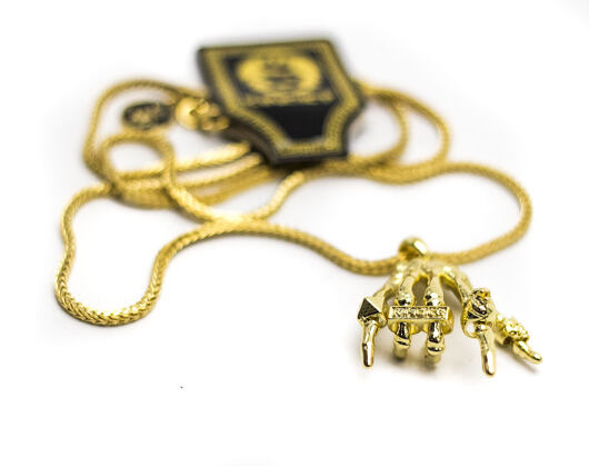 Pozlacený Řetízek na krk King Ice Skeleton Hand Rock Star