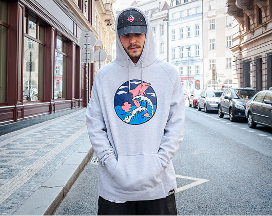 Mikina s kapucí Pink Dolphin Splash Wave Hoodie Heather Grey