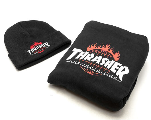 Mikina S Kapucí HUF Thrasher Tour De Stoops Black