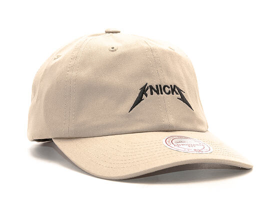 Kšiltovka Mitchell & Ness Rock Font Dad Hat New York Knicks Khaki Strapback