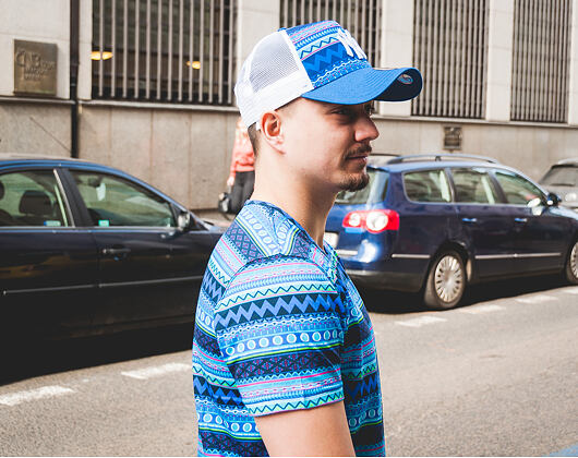 Triko New Era Native AOP Tee Blue Azure