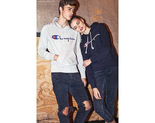 Mikina S Kapucí Champion Hooded Sweatshirt Classic Logo Grey 215210