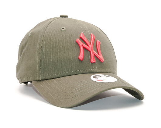 Dámská Kšiltovka New Era League Essential New York Yankees 9FORTY New Olive/Lava Red Strapback