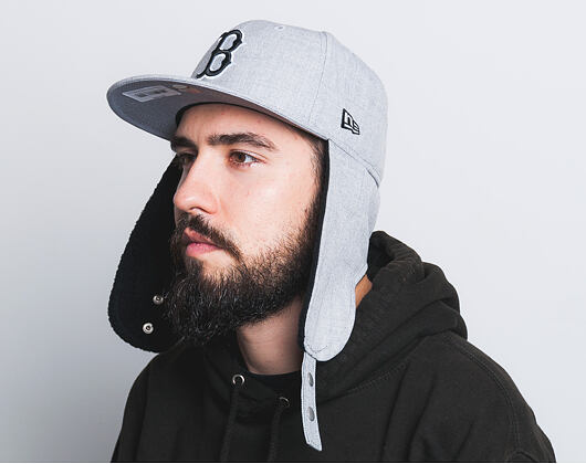 Kšiltovka S Klapkami New Era Premium Dog Ear Boston Red Sox 59FIFTY Heather Grey/Black