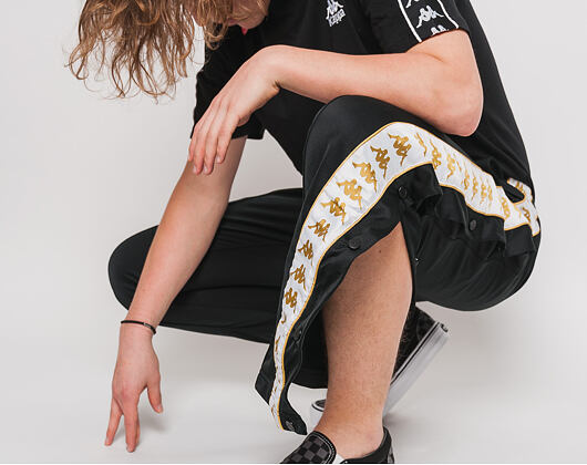 Tepláky Kappa Banda Astoria Snaps Slim Black/White/Gold