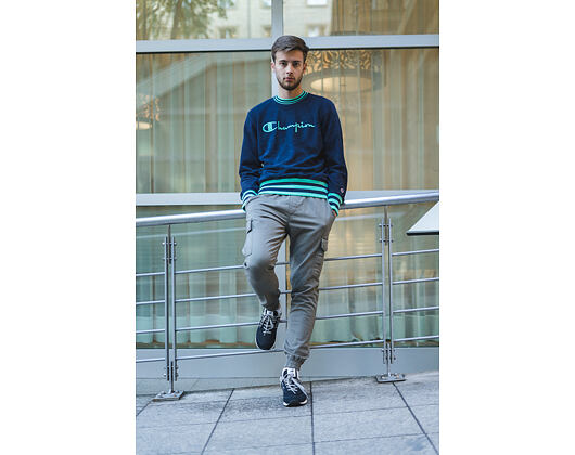 Mikina Champion Crewneck Sweatshirt Classic Logo Navy/Green