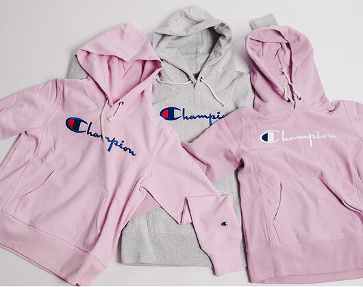 Dámská Mikina Champion Hooded Sweatshirt Classic Logo Embroidered Pink