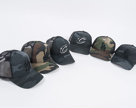 Kšiltovka New Era Trucker Washed Camo Cleveland Cavaliers 9FORTY Marine Navy Camo Snapback