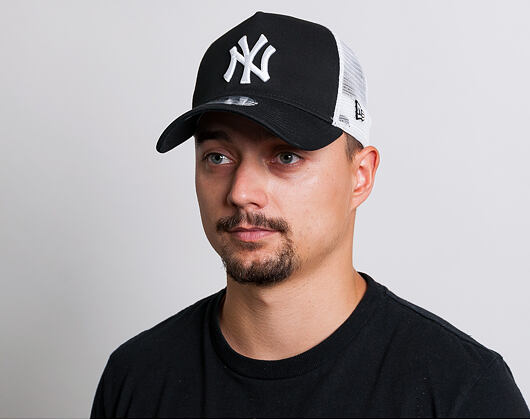 Kšiltovka New Era - MLB Clean 9FORTY Trucker - NY Yankees - Black / White