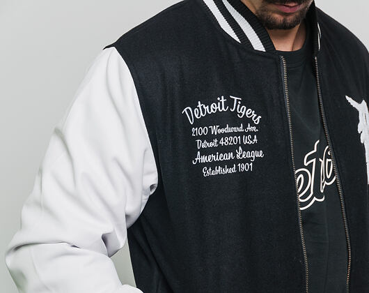 Bunda New Era Post Gradual Pack Varsity Jacket Detroit Tigers Black/White