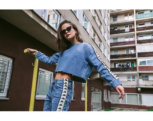 Dámský Crop Top Kappa Banda Bersy Blue/Light Cobalt/Light Beige