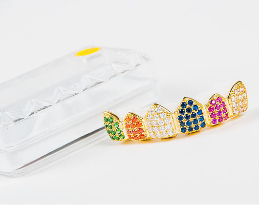 Pozlacené Zuby S Kamínky King Ice The Multi Colored Top Grillz