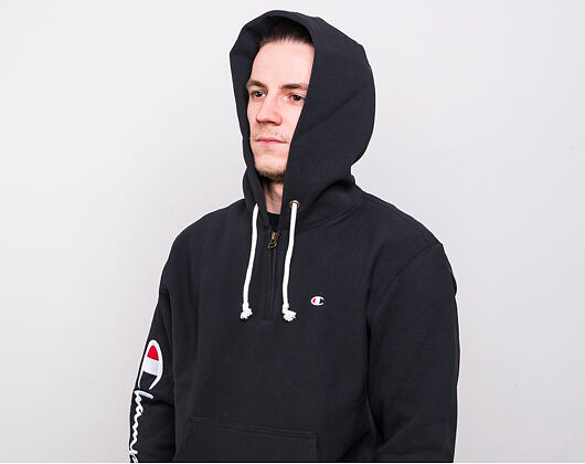 Mikina Champion Hooded Half Zip Sweatshirt Brushed Fleece Black