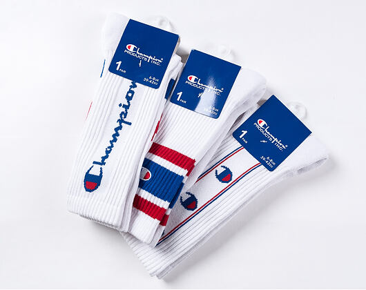 Ponožky Champion 804393 1PP Crew Socks WW007 White/Blue/Red