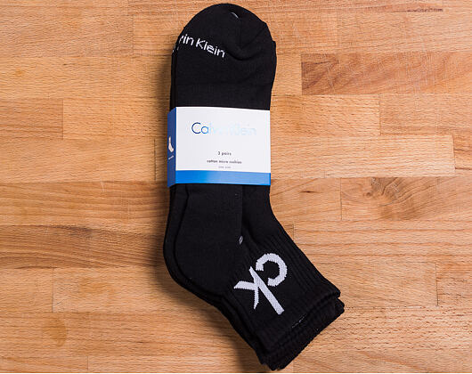 Ponožky Calvin Klein Logo Quarter Black 3 Pack ECA344-00