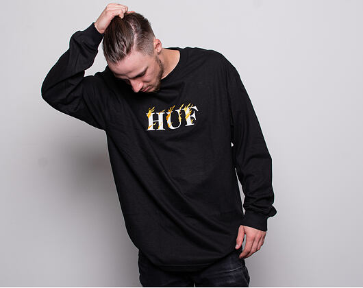 Triko S Dlouhým Rukávem HUF Phoenix Burning Black