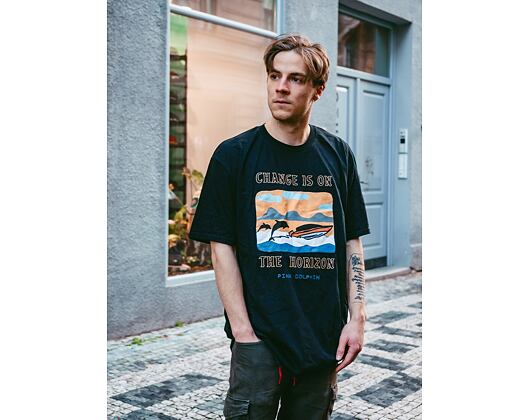 Triko Pink Dolphin Change Is On The Horizon Tee OH12011CHBL Black