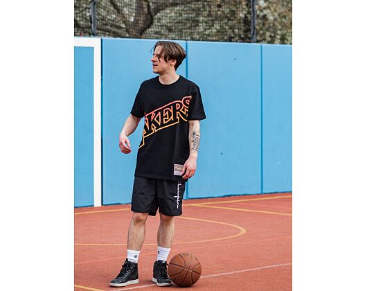 Triko Mitchell & Ness Los Angeles Lakers Flames Tee SSTEBW19142 Black