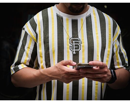 Triko New Era MLB Oversized Stripe San Francisco Giants Off White / New Olive