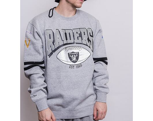 Mikina Mitchell & Ness All Over Print Fleece Crew Oakland Raiders Grey Heather