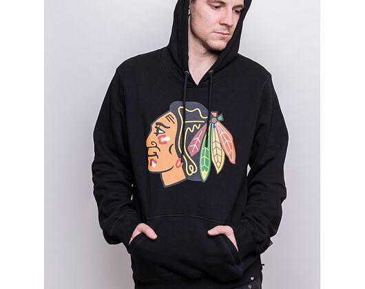 Mikina '47 Brand NHL Chicago Blackhawks Imprint Burnside Hood Jet Black