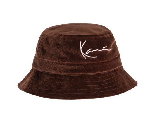 Klobouk Karl Kani Signature Velvet Bucket Hat KA213-011-1 Dark Brown
