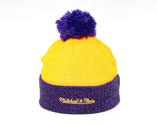 Kulich Mitchell & Ness Los Angeles Lakers Two Tone Pom Beanie HWC Yellow
