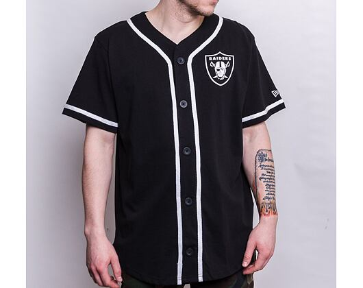 Triko New Era Distressed Logo Button Up Tee Las Vegas Raiders Black