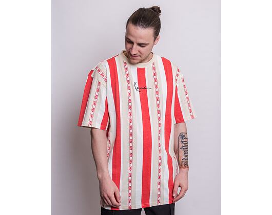 Triko Karl Kani Small Signature Stripe Tee red/cream/white