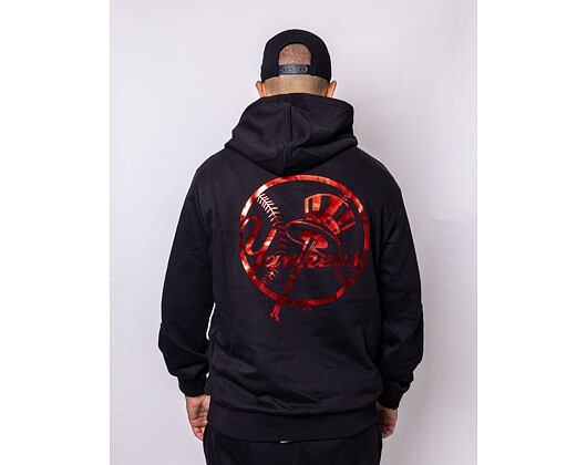 Mikina New Era MLB Foil Back Print Hoody New York Yankees Black/Metallic Red