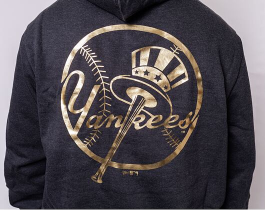 Mikina New Era MLB Foil Back Print Hoody New York Yankees Dark Grey/Metallic Gold