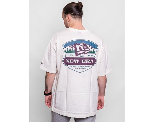Triko New Era Oversized Back Print Graphic Tee Off White/Maroon