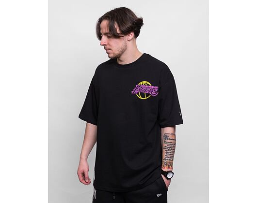 Triko New Era NBA Oversized Back Print Neon Tee Los Angeles Lakers Black/Purple