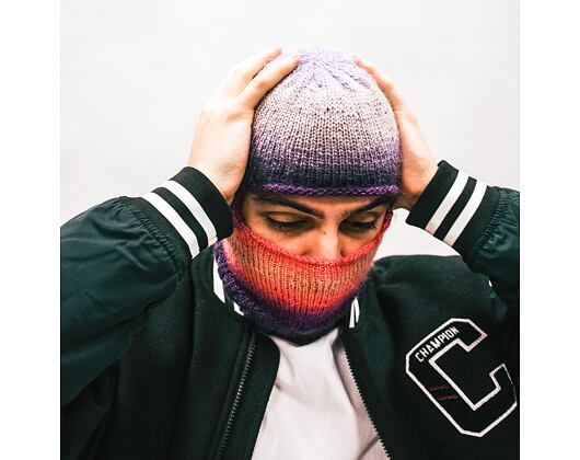 Custom made pletená Balaclava kukla - Funky Rainbow