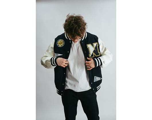 Bunda New Era Heritage Patch Varsity Jacket Navy / Off White
