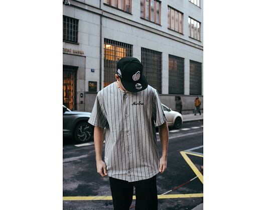 Triko New Era Pinstripe Jersey Heather Gray / Black