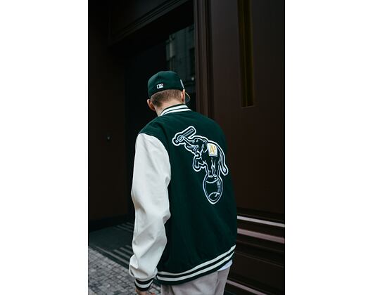 Bunda New Era Heritage Varsity Jacket Oakland Athletics Dark Green / Off White